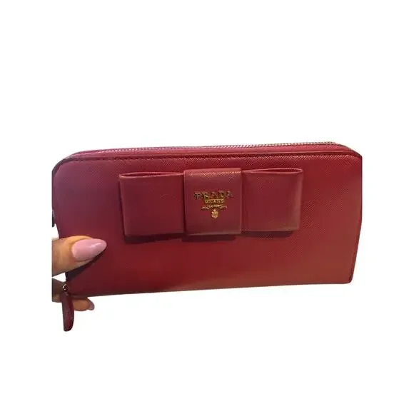 #2 Prada Saffiano Fiocco bow zip-around long wallet*Hot Pink*Shown in live - Picture 2 of 3